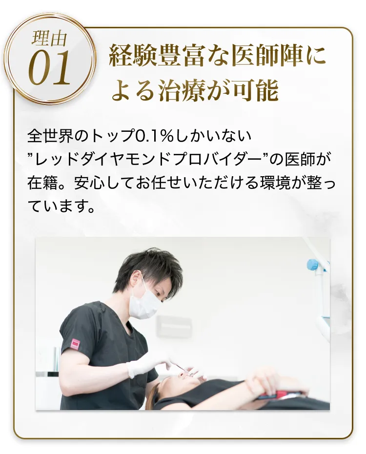 理由1、経験豊富な医師陣による治療が可能